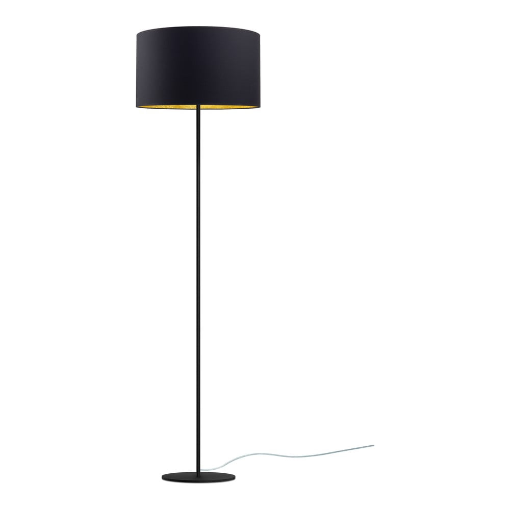 Czarna lampa stojąca z detalami w kolorze złota Sotto Luce Mika, ⌀ 40 cm