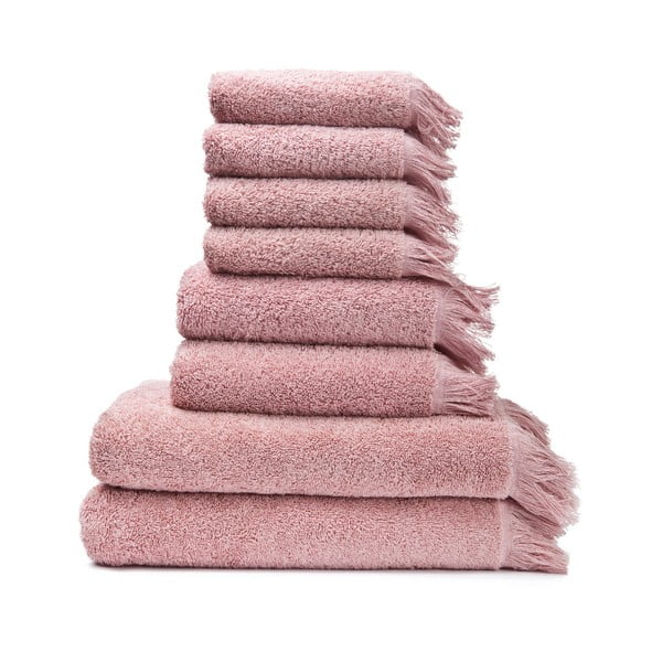 Zestaw 8 różowych ręczników ze 100% bawełny Bonami Selection