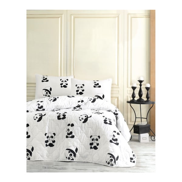 Zestaw narzuty na łóżko i 2 poszewek na poduszki EnLora Home Panda,, 200x220 cm