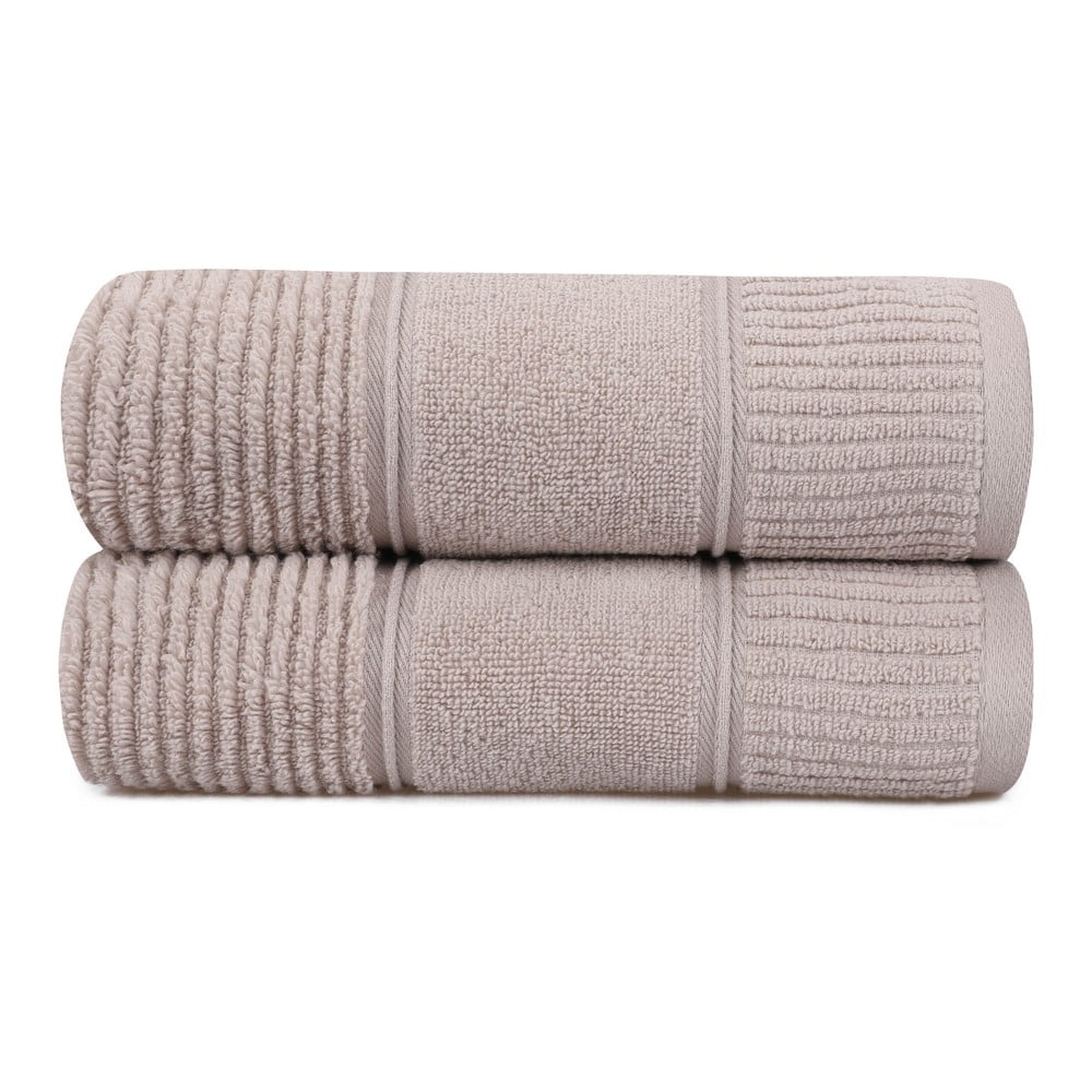 Zestaw 2 jasnobrązowych bawełnianych ręczników Hobby Daniela, 50x90 cm