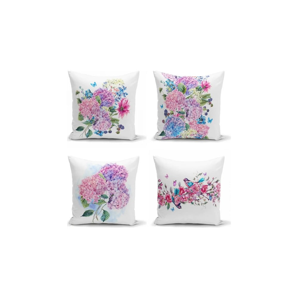 Zestaw 4 dekoracyjnych poszewek na poduszki Minimalist Cushion Covers Purple Pink, 45x45 cm