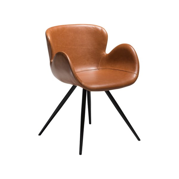 Jasnobrązowe krzesło z imitacji skóry z podłokietnikami DAN–FORM Denmark Gaia