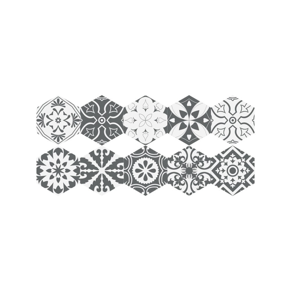 Zestaw 10 naklejek na podłogę Ambiance Hexagons Rosito, 20x18 cm