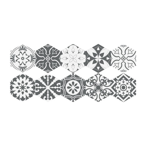Zestaw 10 naklejek na podłogę Ambiance Hexagons Rosito, 20x18 cm