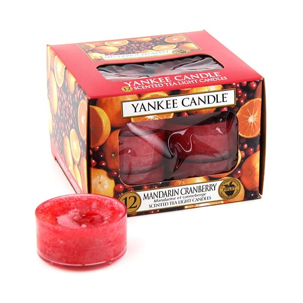 Zestaw 12 świeczek zapachowych Yankee Candle Mandarynki z żurawiną, 4 h