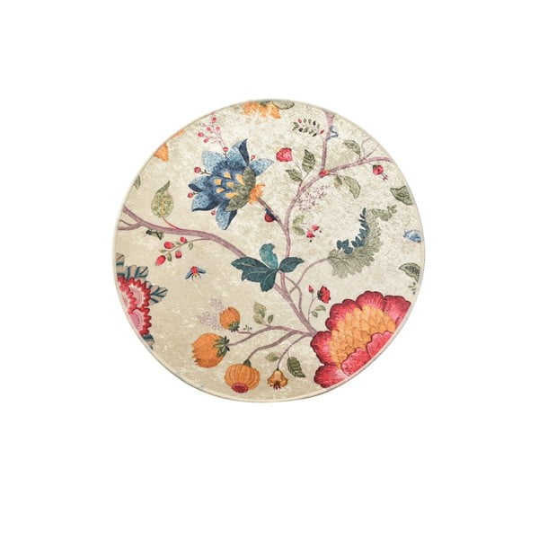 Kwiecisty dywanik łazienkowy Chilai Circle Vintage, ø 100 cm