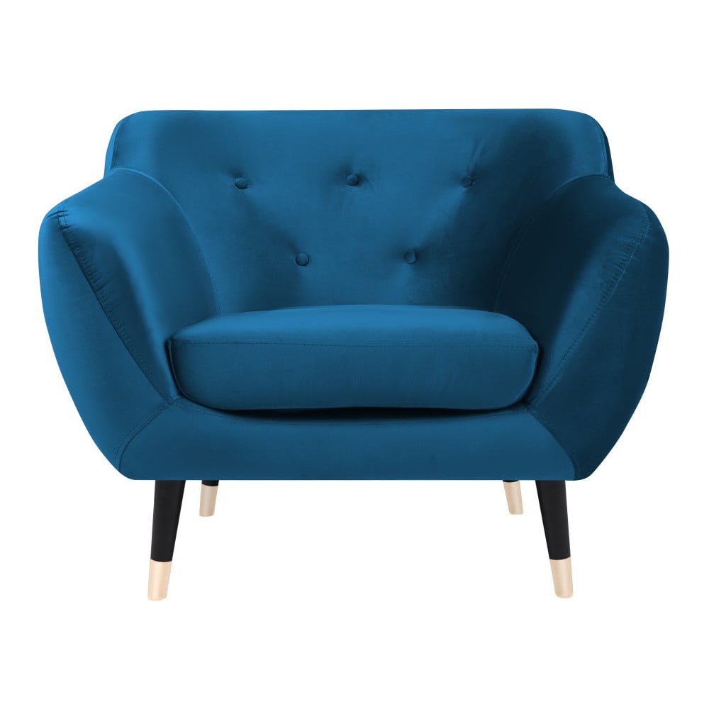 Niebieski fotel z czarnymi nogami Mazzini Sofas Amelie