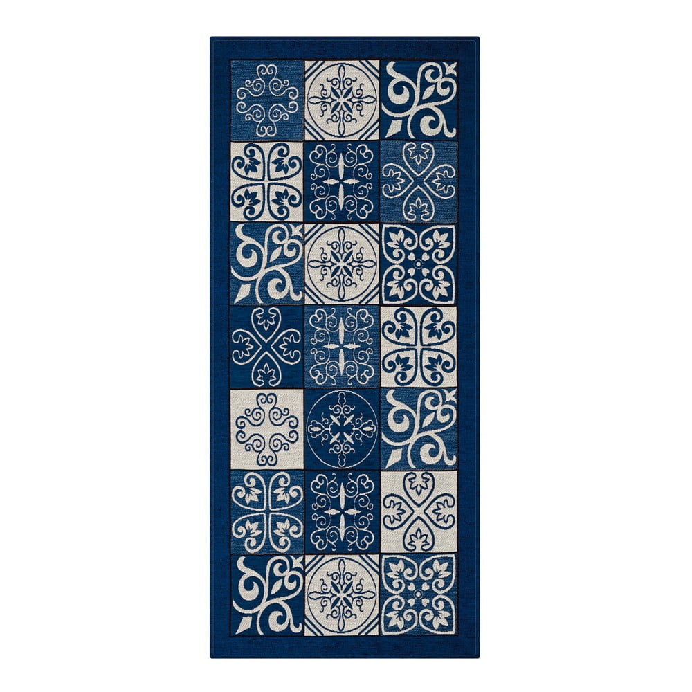 Niebieski chodnik Floorita Maiolica, 55x140 cm
