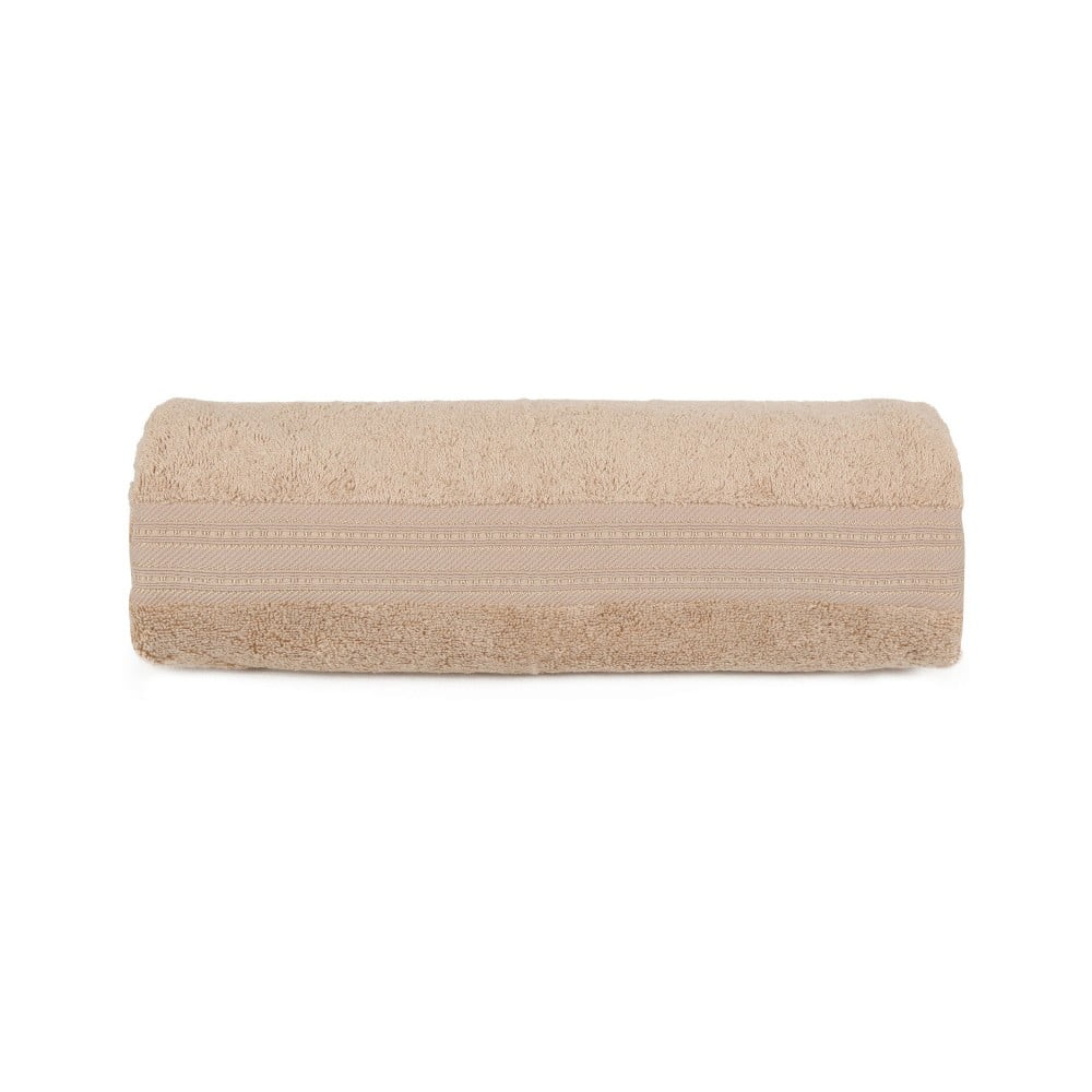 Jasnobrązowy ręcznika z bawełny i włókna bambusowego Lavinya, 70x140 cm