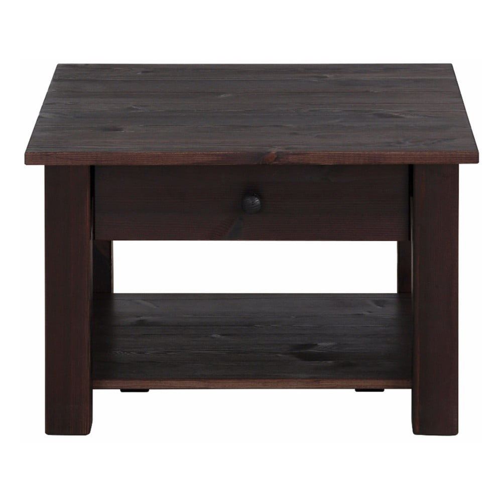 Ciemnobrązowy stolik z litego drewna sosnowego Støraa Yvonne, 60x60 cm