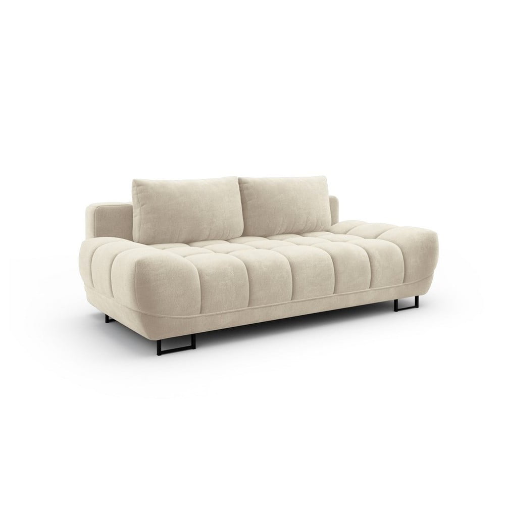 Beżowa 3-osobowa sofa rozkładana z aksamitnym obiciem Windsor & Co Sofas Cirrus