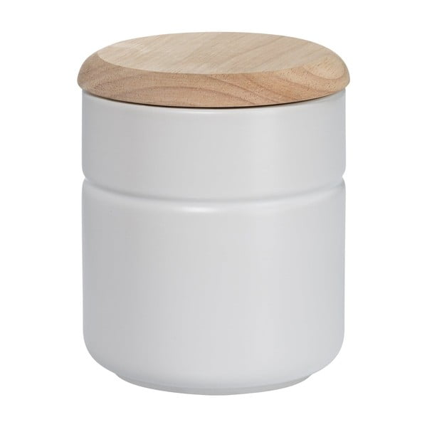 Biały porcelanowy pojemnik z drewnianym wieczkiem Maxwell & Williams Tint, 600 ml