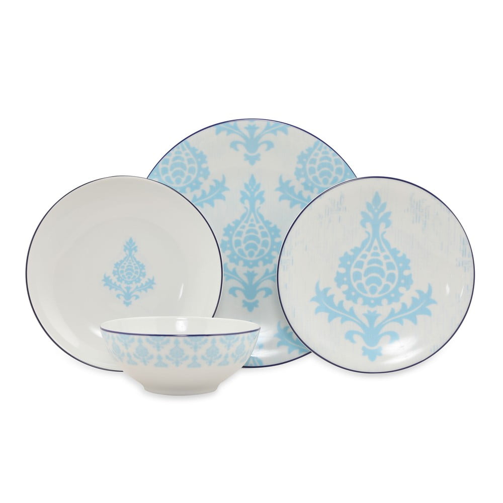 24-częściowy zestaw biało-niebieskich porcelanowych naczyń Kütahya Porselen Ornaments