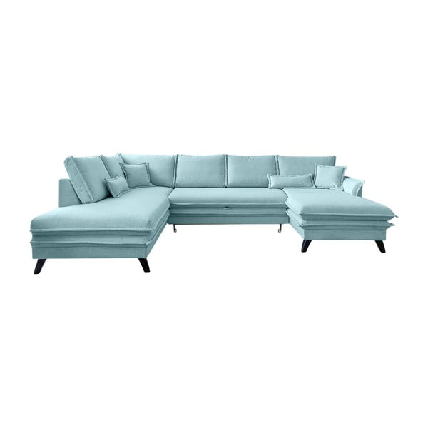 Jasnoniebieska rozkładana sofa w kształcie litery "U" Miuform Charming Charlie, lewostronna