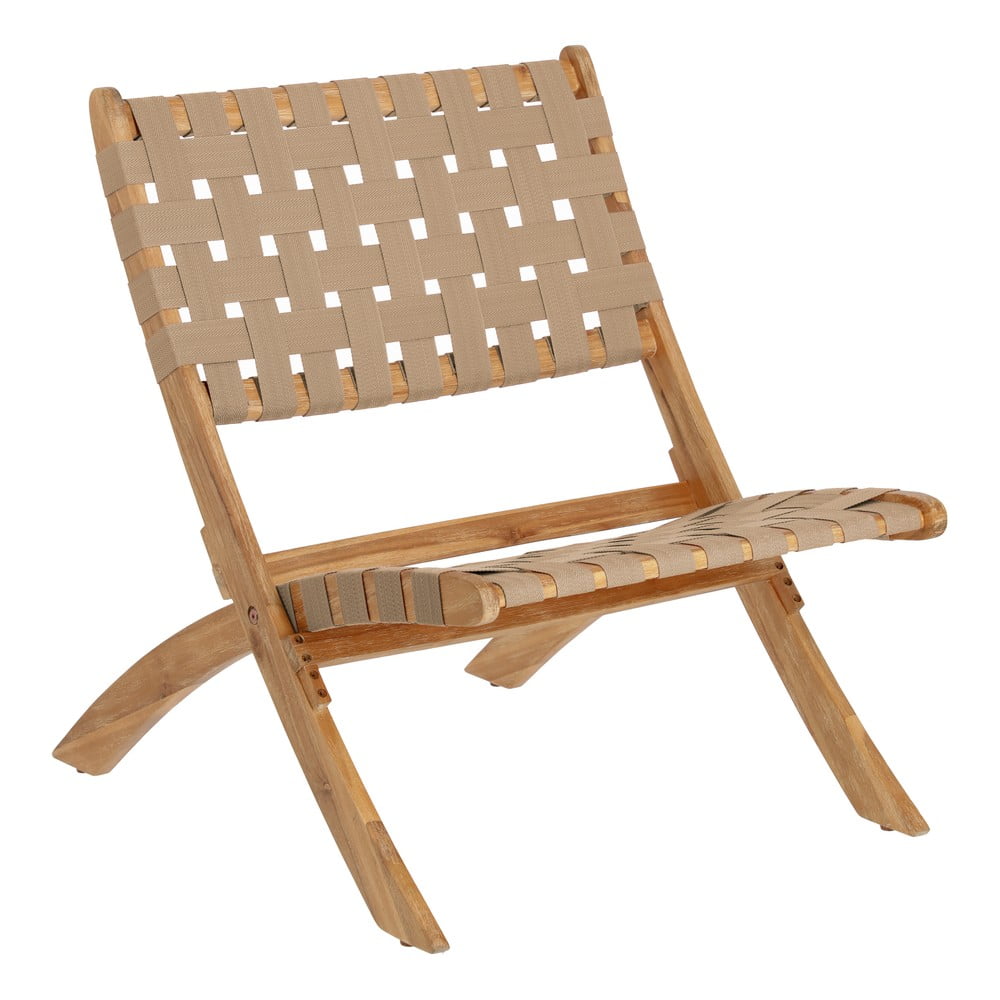 Beżowe składane krzesło ogrodowe z drewna akacji Kave Home Chabeli