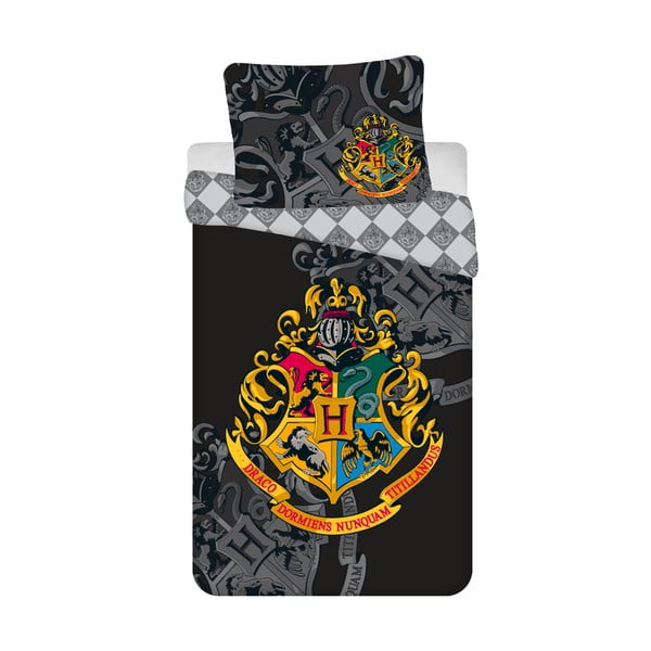 Czarna dziecięca bawełniana pościel Jerry Fabrics Harry Potter, 140x200 cm