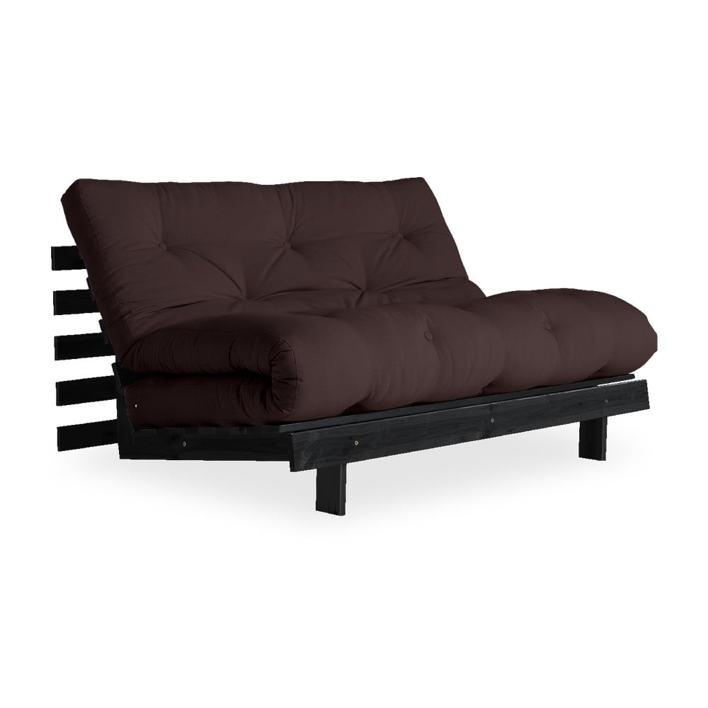Sofa rozkładana z ciemnobrązowym obiciem Karup Design Roots Black/Brown
