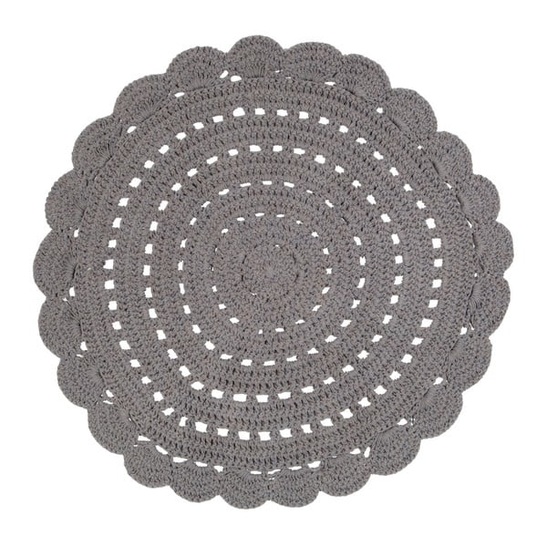 Szary ręcznie haftowany dywan bawełniany Nattiot Alma, ⌀ 120 cm