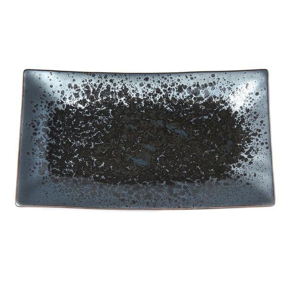 Czarno-szary półmisek ceramiczny MIJ Pearl, 33x19 cm