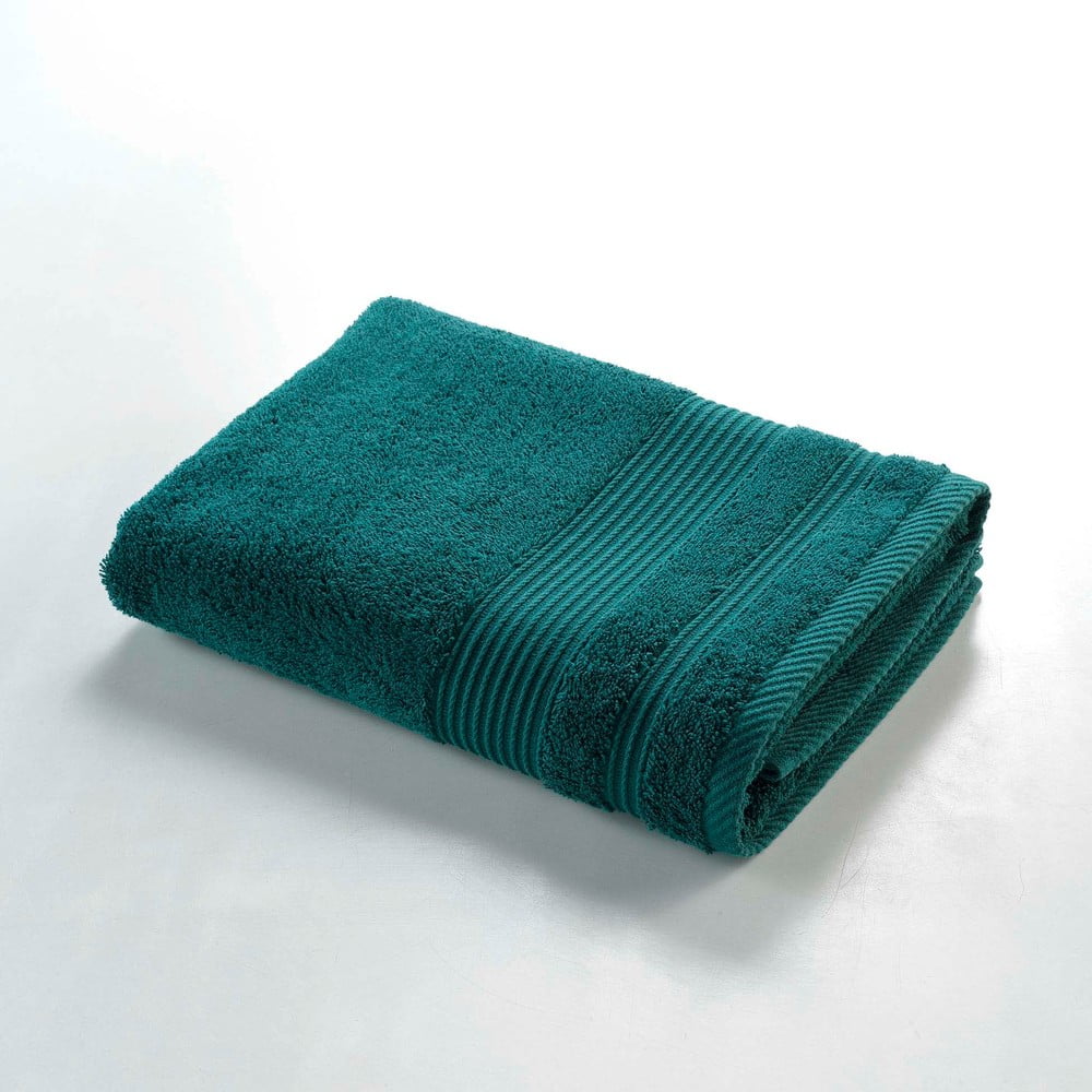 Ciemnozielony bawełniany ręcznik kąpielowy frotte 70x130 cm Tendresse – douceur d'intérieur