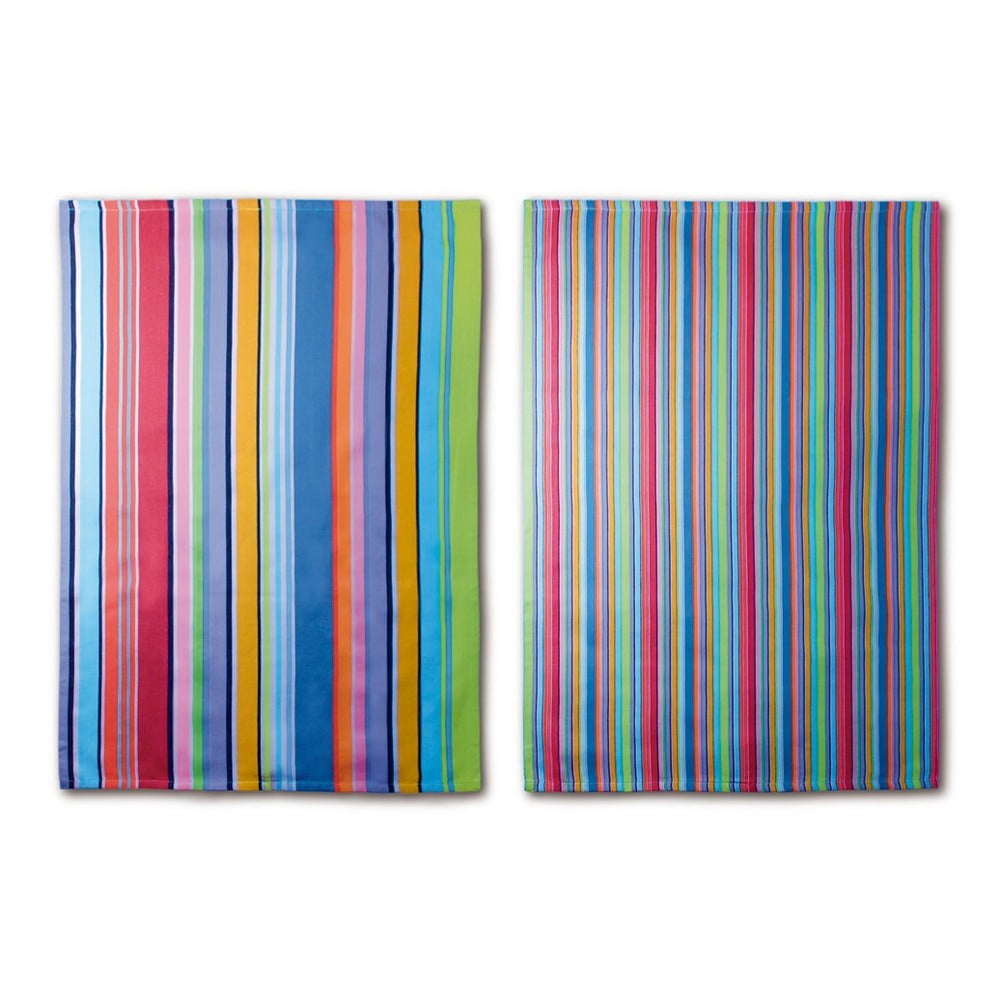 Zestaw 2 bawełnianych ścierek Remember Purple Stripes, 70x50 cm