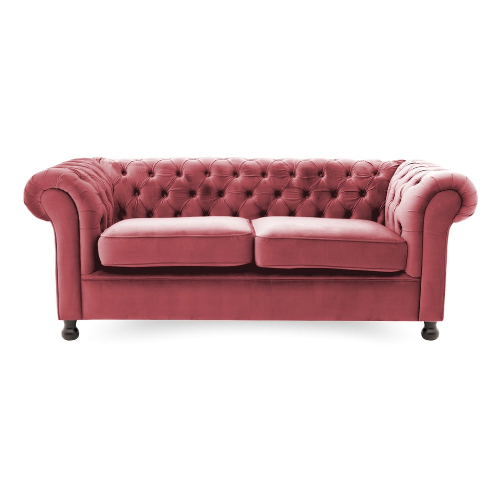 Czerwona sofa Vivonita Chesterfield, 195 cm