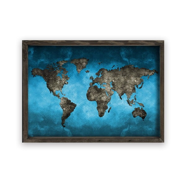 Obraz w drewnianej ramie Night World, 70x50 cm